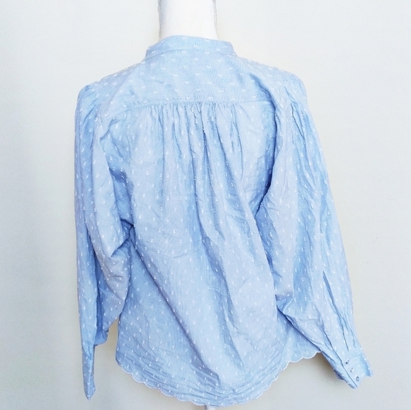 Joie Swiss Dot Scalloped Hem Button Front Shirt - Picture 2 of 9